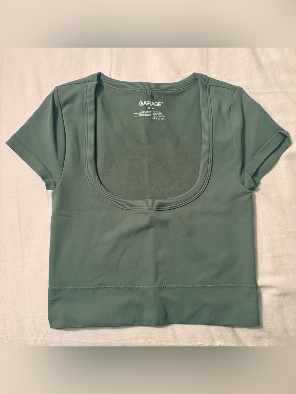 Garage Sage Green Scoop Neck Cropped Tee